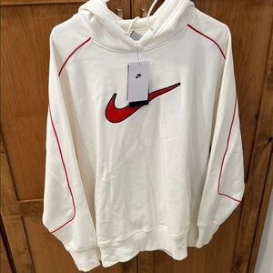 Nike Women's Off-White Hoodie with Red Logo